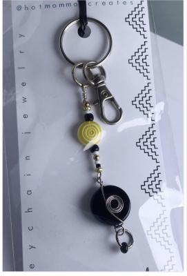 Black & Yellow Beaded Keychain