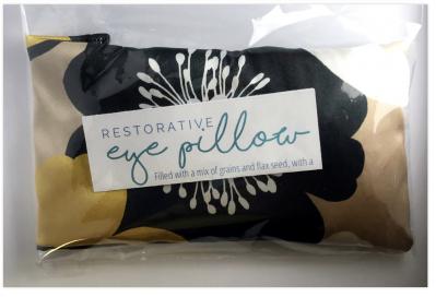 Black & Gold Satin Flowers Eye pillow