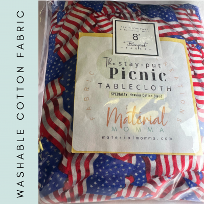 Fabric "Stay-Put" PICNIC Tablecloth - PATRIOTIC, 8 foot