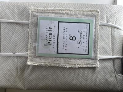 PEVA "Stay-Put" PICNIC Tablecloth, Tan Crosshatch