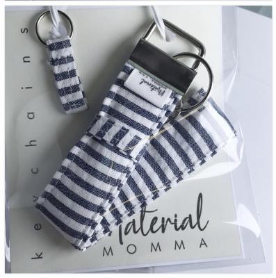 Blue Stripe Seersucker Keychain w/ Bonus Zipper Pull!