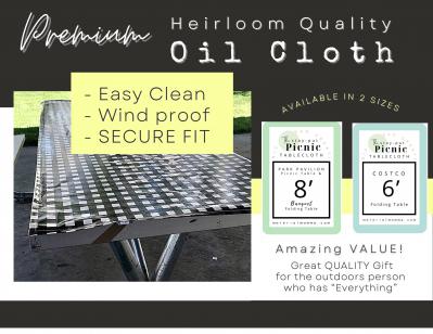 "Stay-Put" Premium Oil Cloth Tablecloth