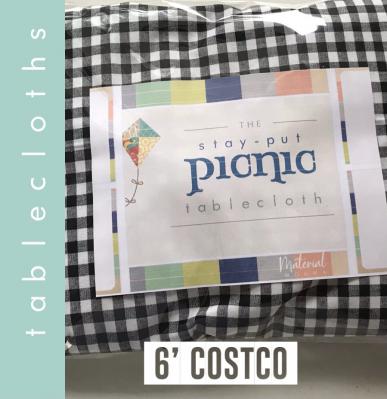 "Stay-Put" Black and White Gingham, 6' Tablecloth "Stay-Put" Black and White Gingham, 6' Tablecloth